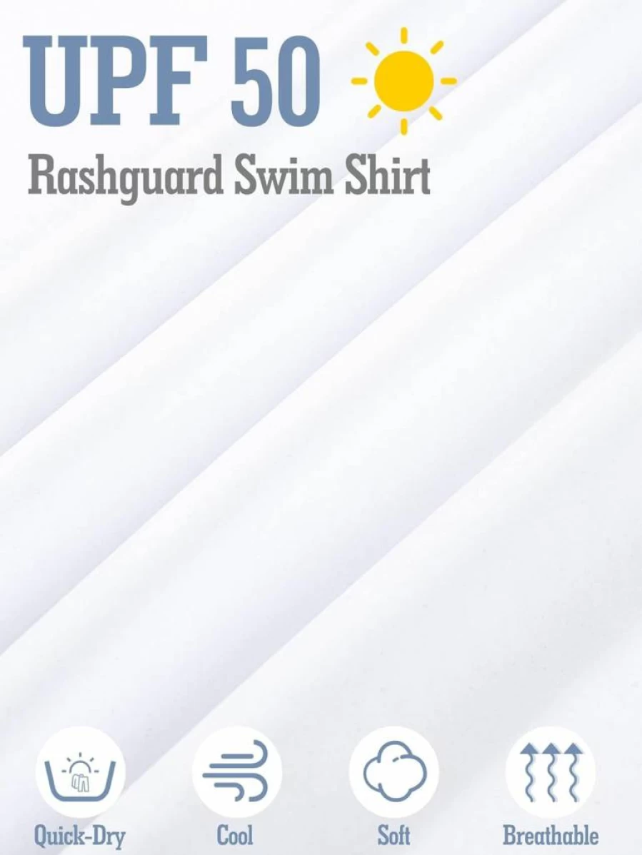 Poroka Boys UPF 50+ Rash Guard Swim Shirt for Toddler & Kids - Quick-Dry Short Sleeve Surf & Water Swimshirt