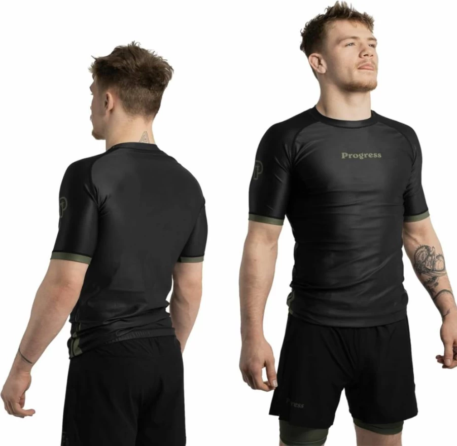 Progress Jiu Jitsu BJJ Rash Guard - Short Sleeve Grappling Rashguard for Men & Women | Moisture Wicking, Stretchable & Durable Martial Arts Training Shirt