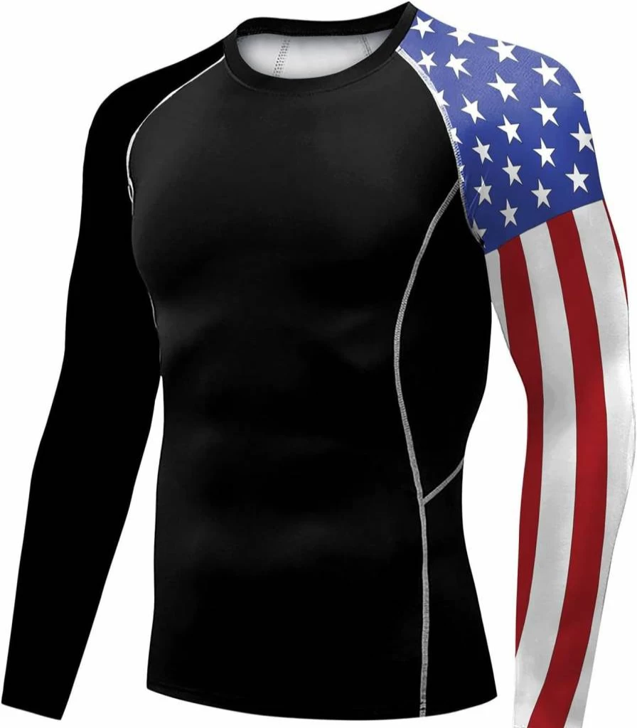 Eulcici Men's UPF 50+ Sun Protection Rash Guard Shirt - Long Sleeve Moisture Wicking Athletic Top for BJJ, Swimming, Running & Outdoor Sports