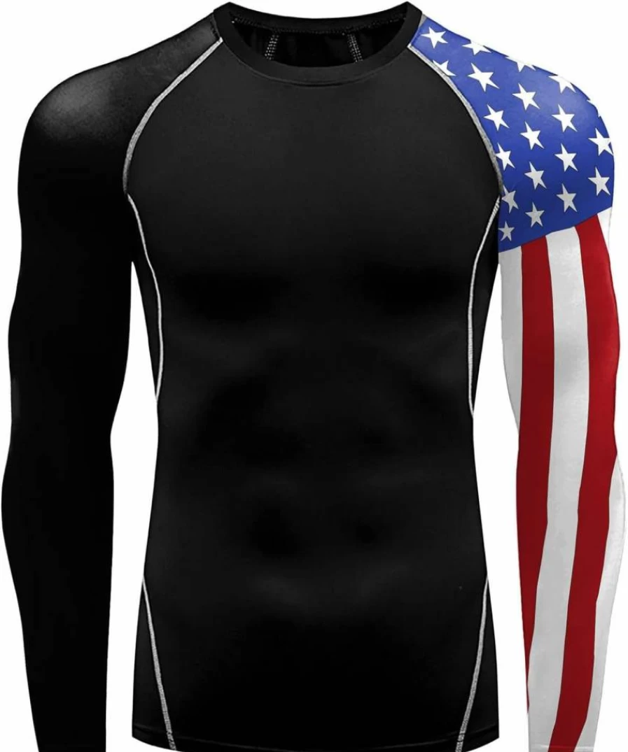 Eulcici Men's UPF 50+ Sun Protection Rash Guard Shirt - Long Sleeve Moisture Wicking Athletic Top for BJJ, Swimming, Running & Outdoor Sports