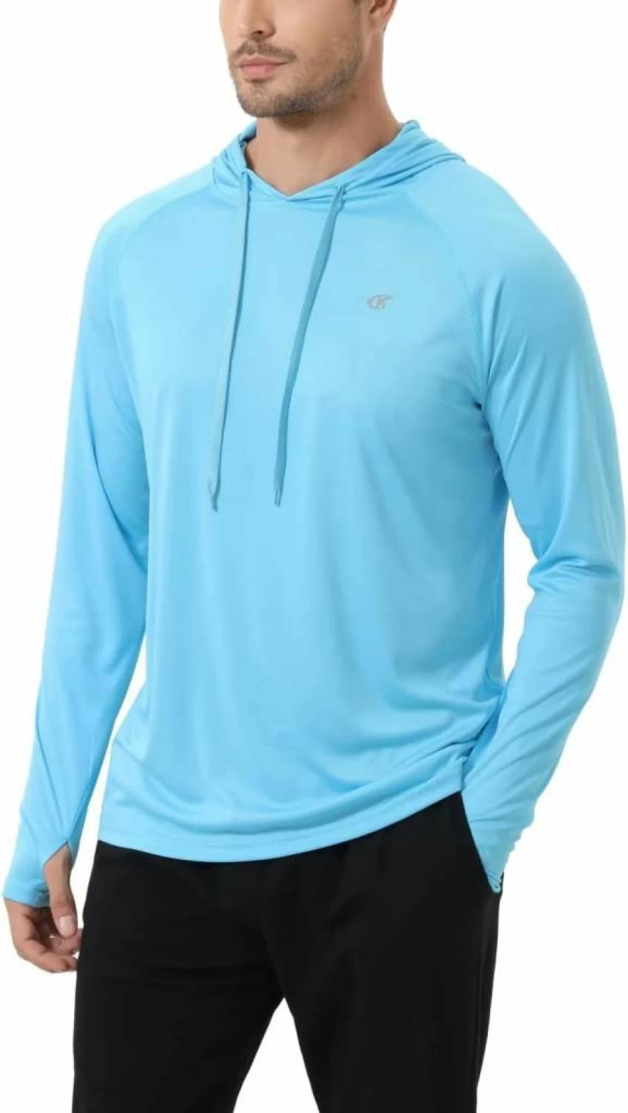 Yundobop Men's UPF 50+ Long Sleeve Rash Guard Shirt with Thumbholes - Lightweight Athletic Swim Hoodie for Fishing, Running & Water Sports