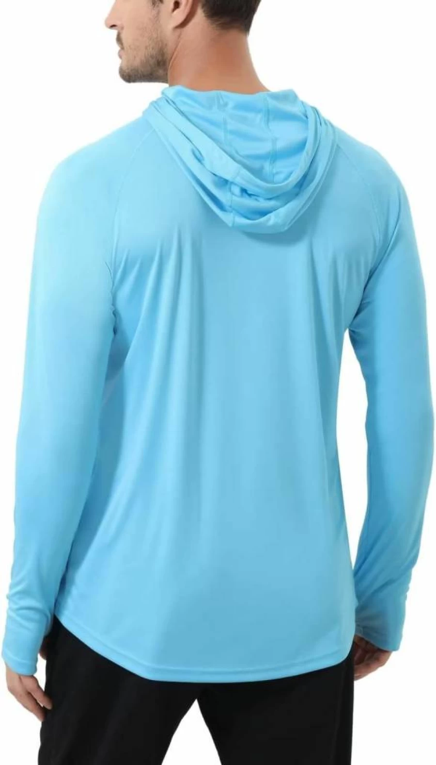 Yundobop Men's UPF 50+ Long Sleeve Rash Guard Shirt with Thumbholes - Lightweight Athletic Swim Hoodie for Fishing, Running & Water Sports