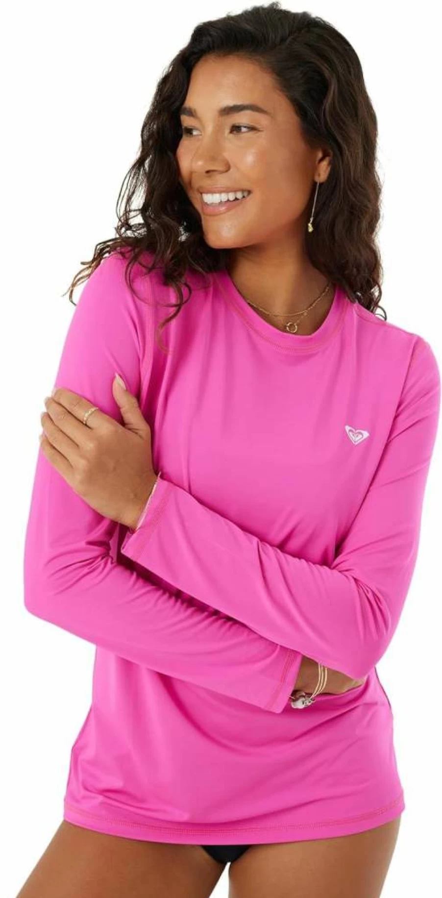 Roxy Women's UPF 50+ Quick-Dry Rashguard - Surf, Yoga, Beach Volleyball, Hiking & Workout Swim Shirt