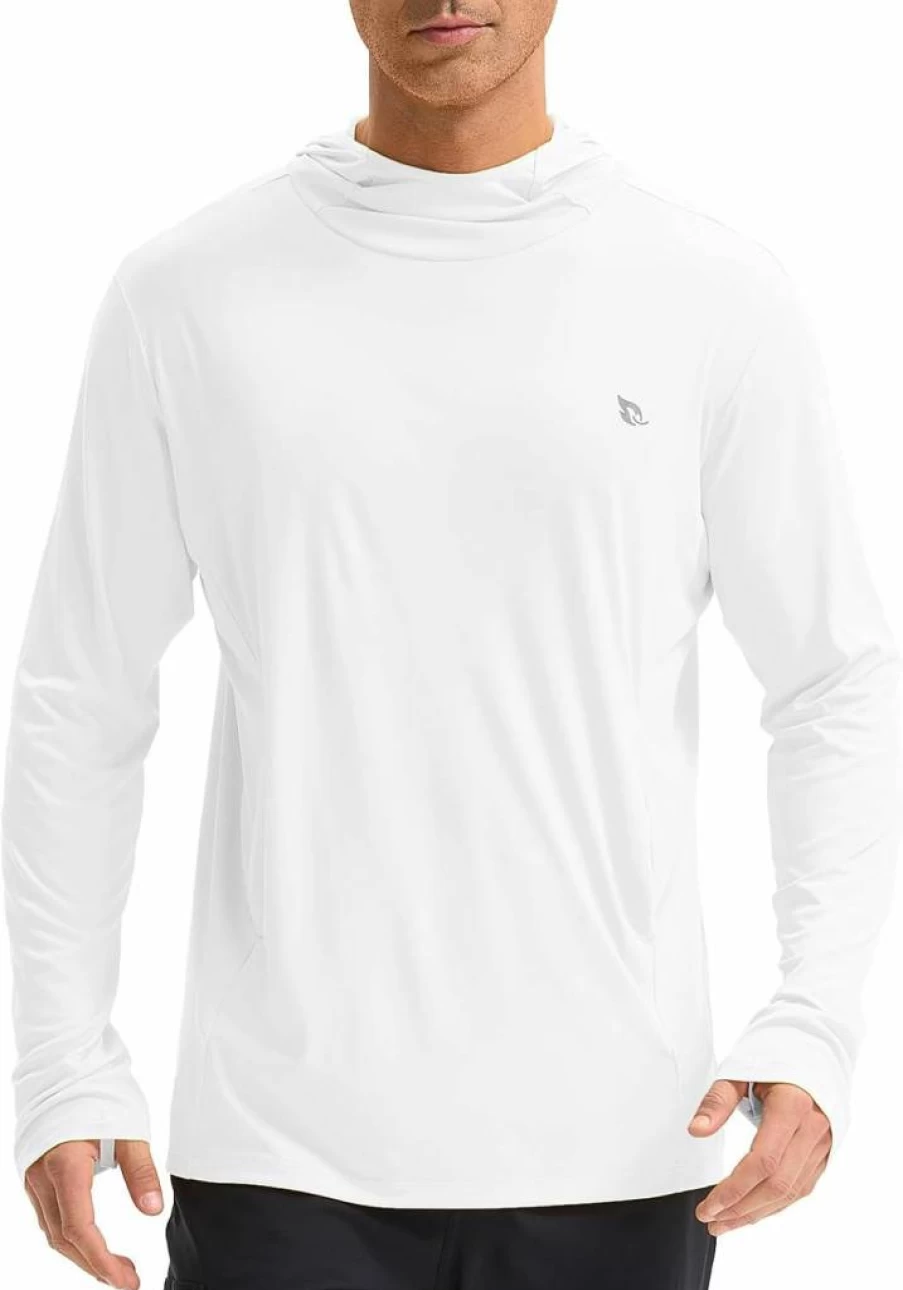 Baleaf Men's UPF 50+ Sun Protection Hoodie with Kangaroo Pocket - UV SPF Performance Fishing Shirt Long Sleeve Rash Guard for Outdoor Activities