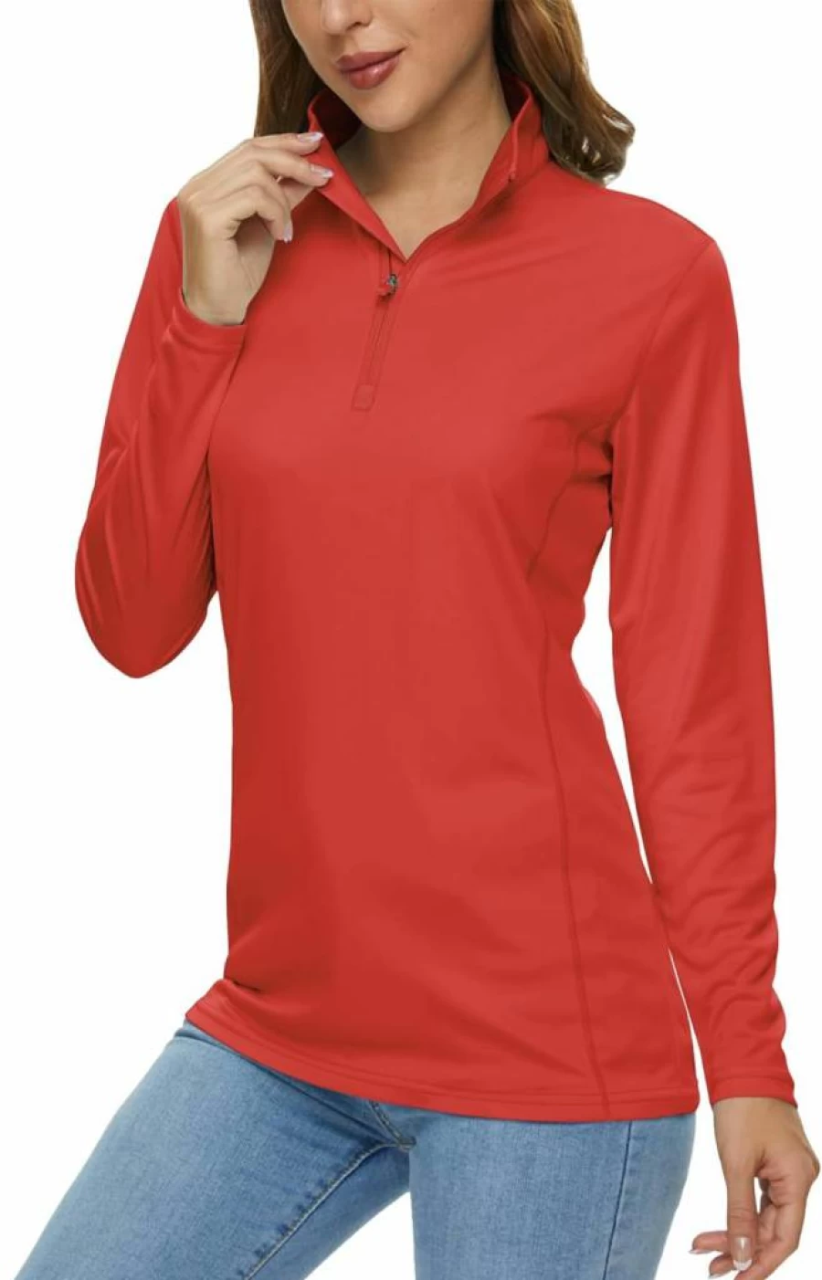 MAGCOMSEN Women's 1/4 Zip Long Sleeve UPF 50+ Sun Protection Shirt - Quick Dry Athletic Top for Workout, Hiking & Rash Guard
