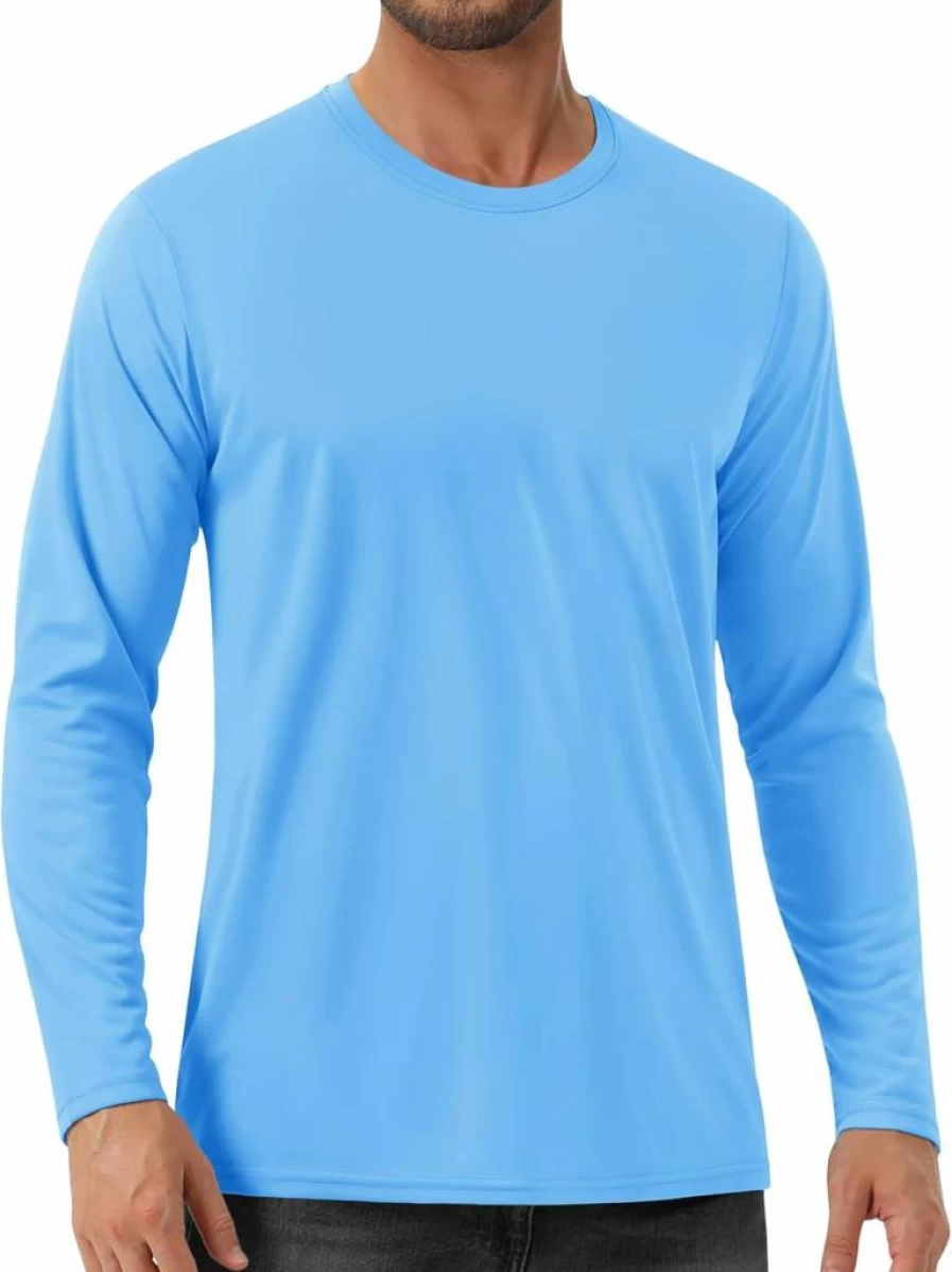 EKLENTSON Men's UPF 80+ Long Sleeve Sun Protection Shirt Quick Dry Lightweight Swim Rash Guard Shirt