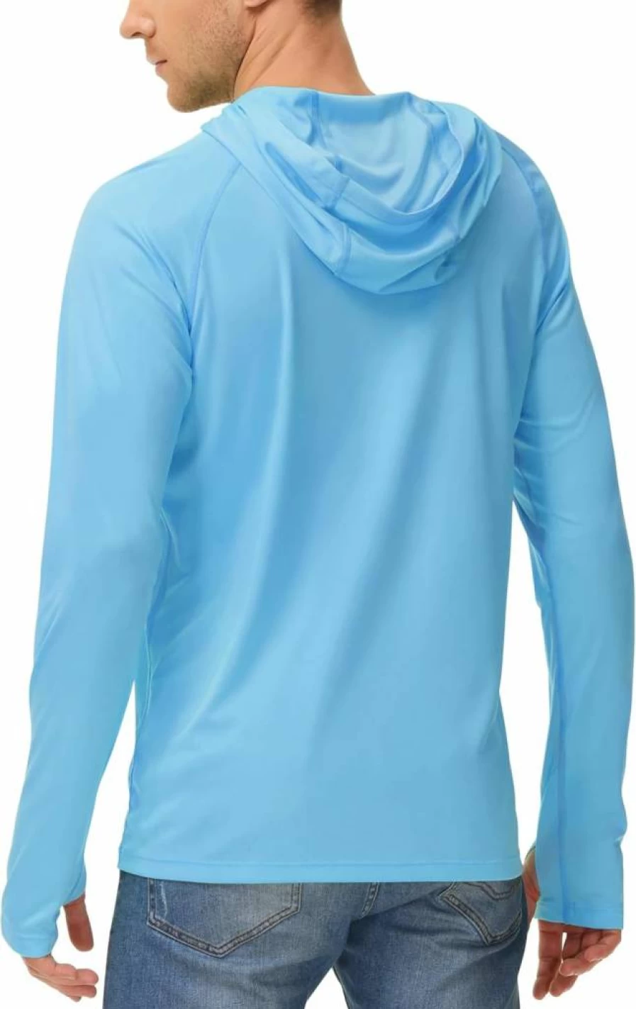 Isnowood Men's UPF 50+ Sun Protection Hoodie - Long Sleeve Fishing Shirt, UV Rash Guard for Swimming, Hiking & Running