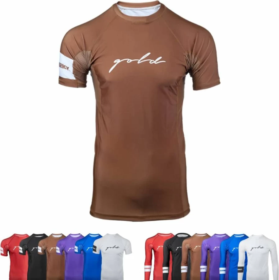 Gold BJJ Ranked Rash Guard - No-Gi & Gi Jiu Jitsu Training Shirt for Men & Women