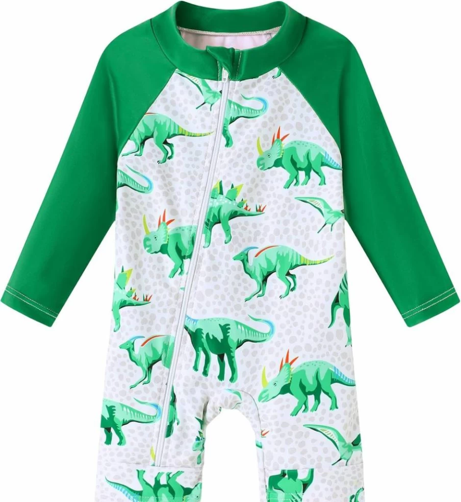 Ghteas Baby Boy Rashguard Swimsuit One Piece Long Sleeve UPF 50+ Sun Protection Swimwear with Zipper 0-24 Months