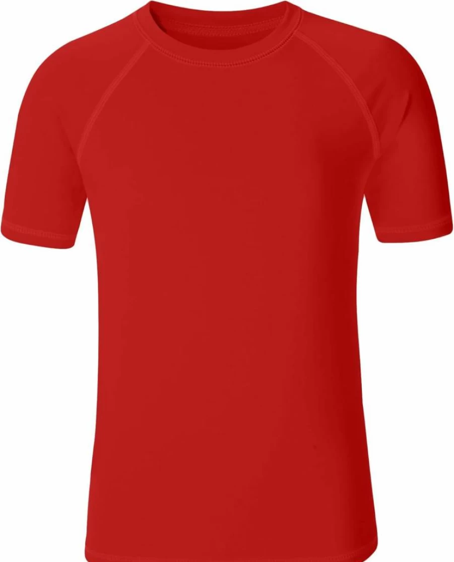Comche Boys UPF 50+ Neon Quick-Dry Swim Shirt with Sun Protection - Short Sleeve Rash Guard for Kids & Teens