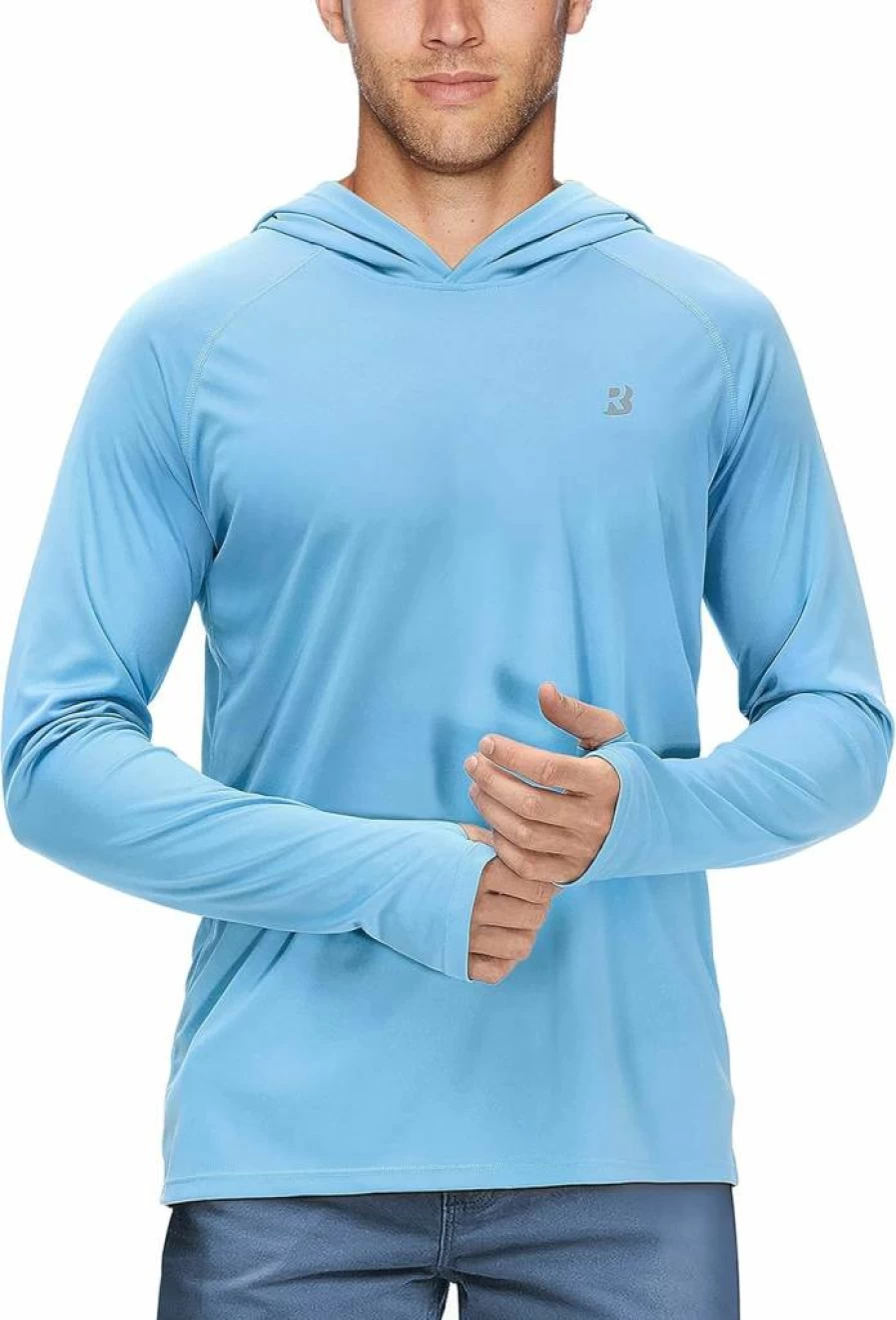 Roadbox UPF 50+ Men's Sun Protection Hoodie - Long Sleeve Fishing & Hiking Shirt, UV Rash Guard for Swimming, Running, Outdoor Activities
