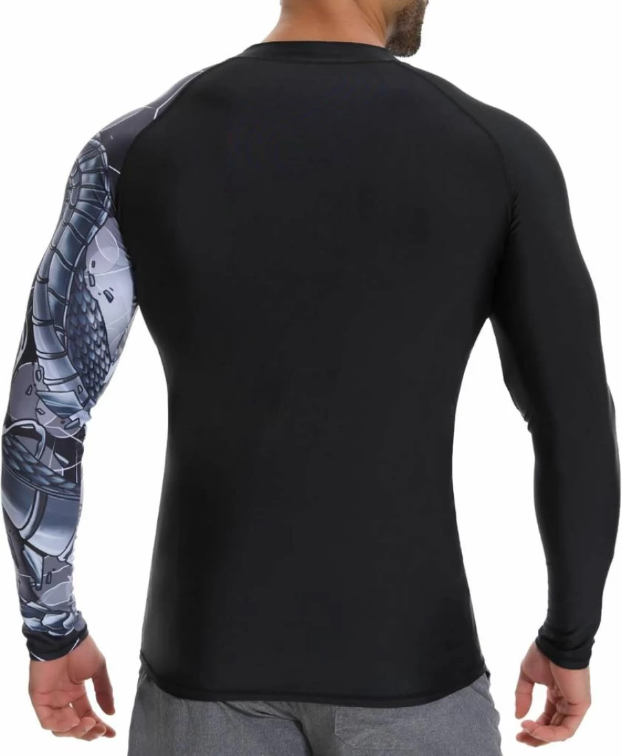 MISS MOLY Men's UPF 50+ Long Sleeve Compression Shirt - UV Sun Protection, Athletic Rash Guard for Workout & Outdoor Activities