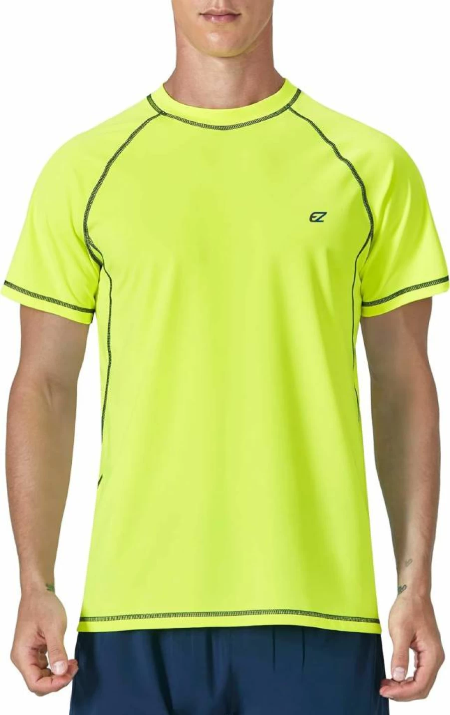 EZRUN Men's UPF 50+ Sun Protection Short Sleeve Rash Guard Shirt - Quick Dry Swim Shirt for Swimming, Fishing & Beach Activities