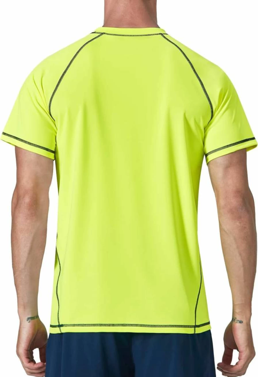 EZRUN Men's UPF 50+ Sun Protection Short Sleeve Rash Guard Shirt - Quick Dry Swim Shirt for Swimming, Fishing & Beach Activities