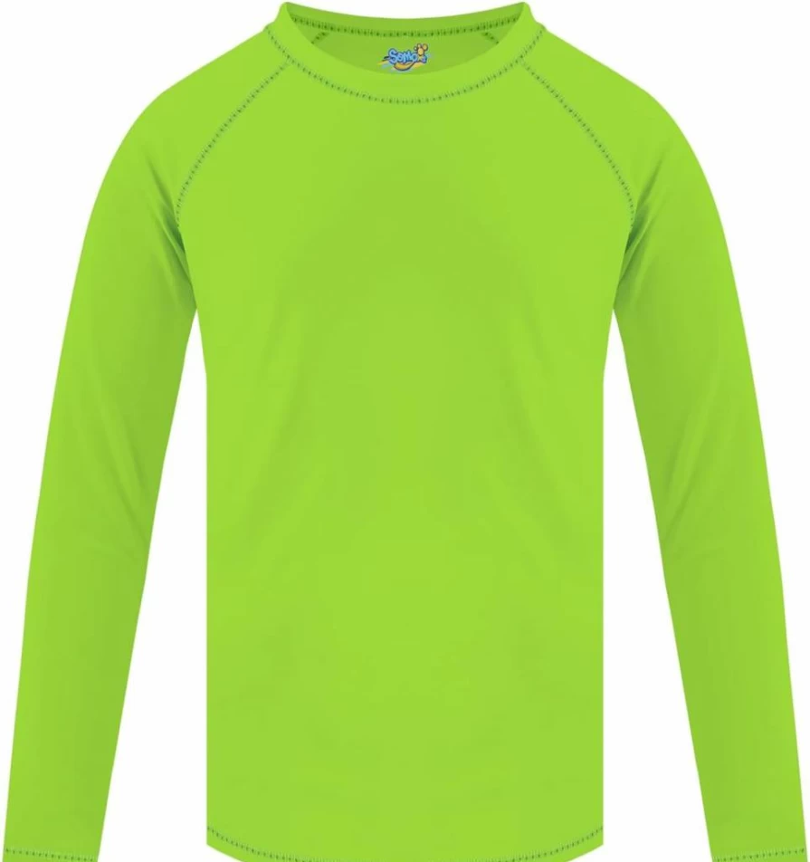 Semois Boys' UPF 50+ Long Sleeve Rash Guard Sun Shirt for Toddler Kids - Waterproof Swim Shirt for Pool & Beach