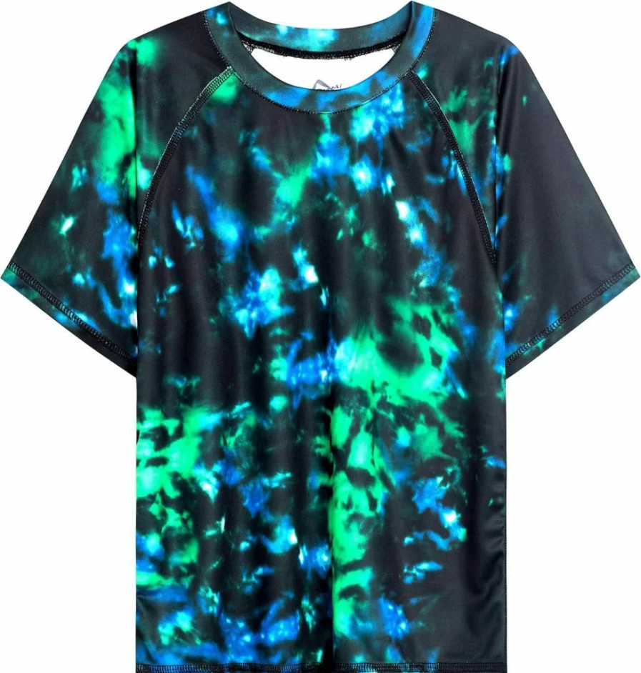 Kanu Surf UPF 50+ Boys' Rashguard Swim Shirt - Short Sleeve Sun Protection Top for Kids