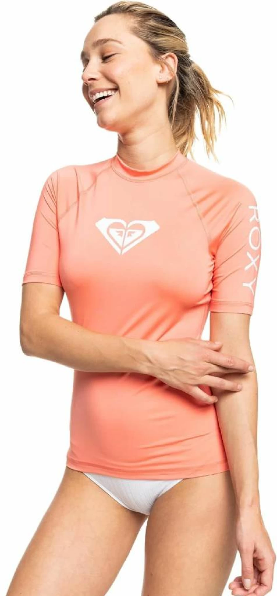 Roxy Women's UPF 50+ Quick-Dry Short Sleeve Rashguard - Compression Fit for Surf, Yoga, Hiking & Outdoor Activities