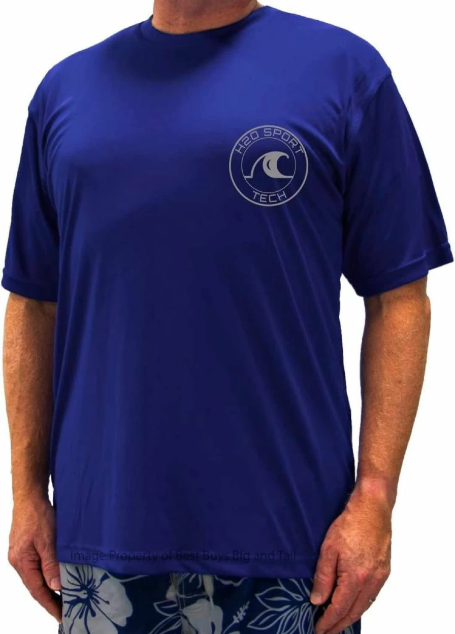H2O Sport Tech Big & Tall Men's Loose Fit Quick Dry UV Protection Swim Shirt Short Sleeve Rash Guard