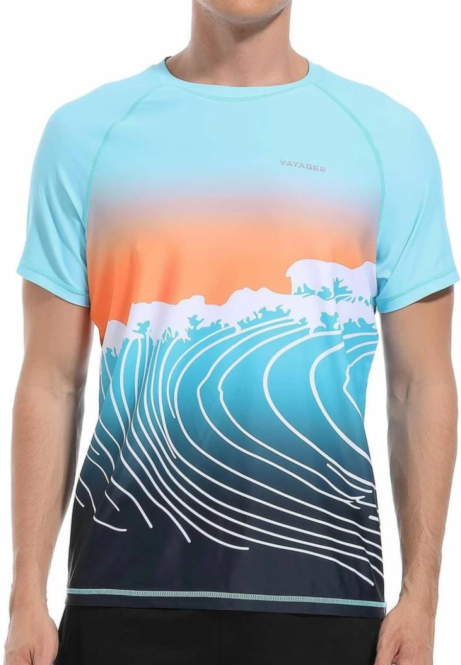 VAYAGER Men's UPF 50+ Rash Guard Swim Shirt - Quick Dry Loose Fit Surf & Water Sports T-Shirt