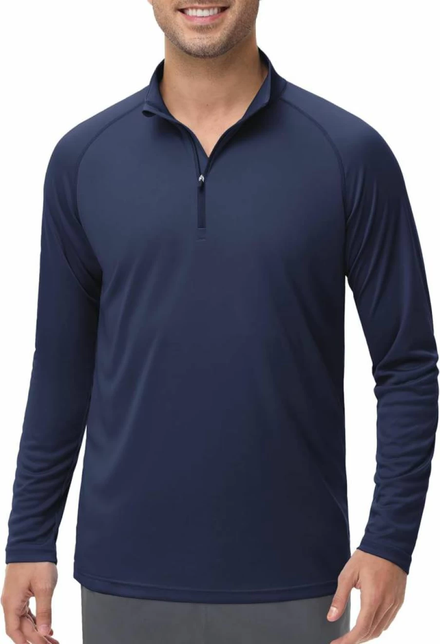 HCYXMFC Men's UPF 50+ Long Sleeve Rash Guard Shirt - 1/4 Zip UV Protection Sun Shirt for Fishing, Running, Hiking & Outdoor Activities