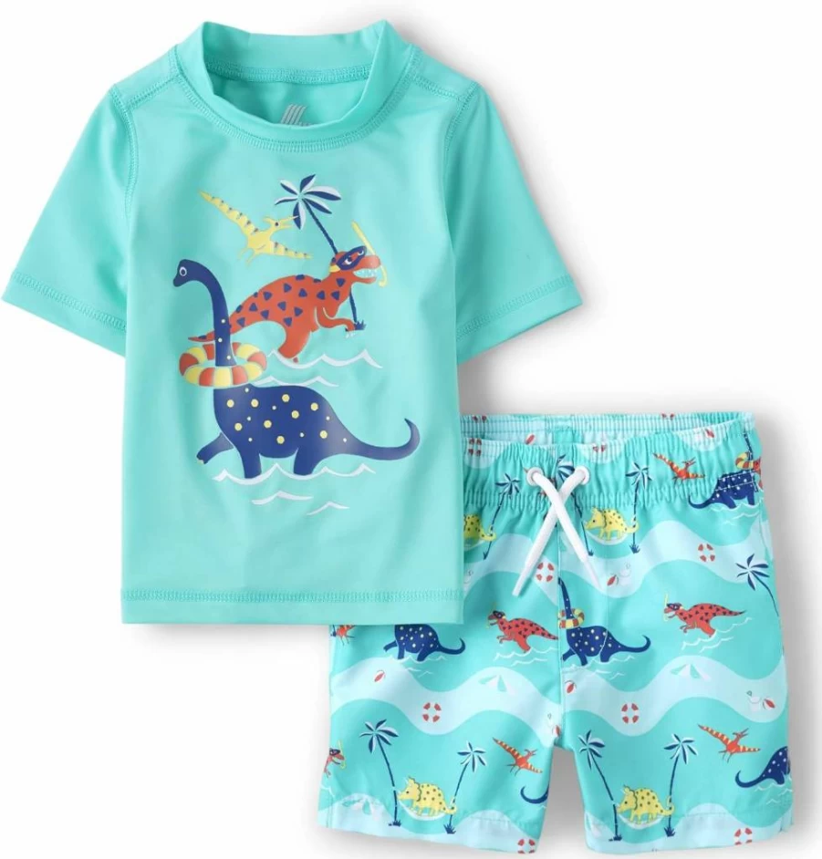 The Children's Place Baby Boys' Swim Trunk & Rashguard Set - Toddler 2-Piece Swimwear with Short Sleeve UV Protection