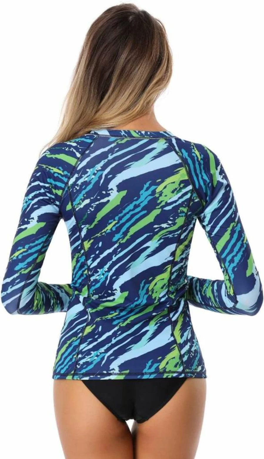 AXESEA Women's UPF 50+ Long Sleeve Rash Guard Zip Front Surf Shirt - UV Sun Protection Swim Top for Swimming & Surfing
