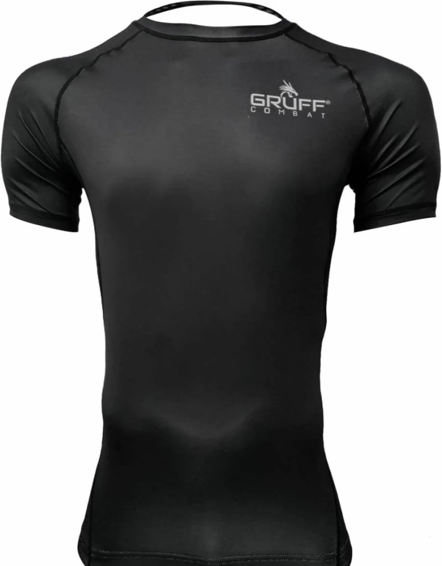 Gruff Combat BJJ Rash Guard - Men's Short Sleeve No-Gi Grappling Shirt for MMA, Jiu Jitsu & UFC Training