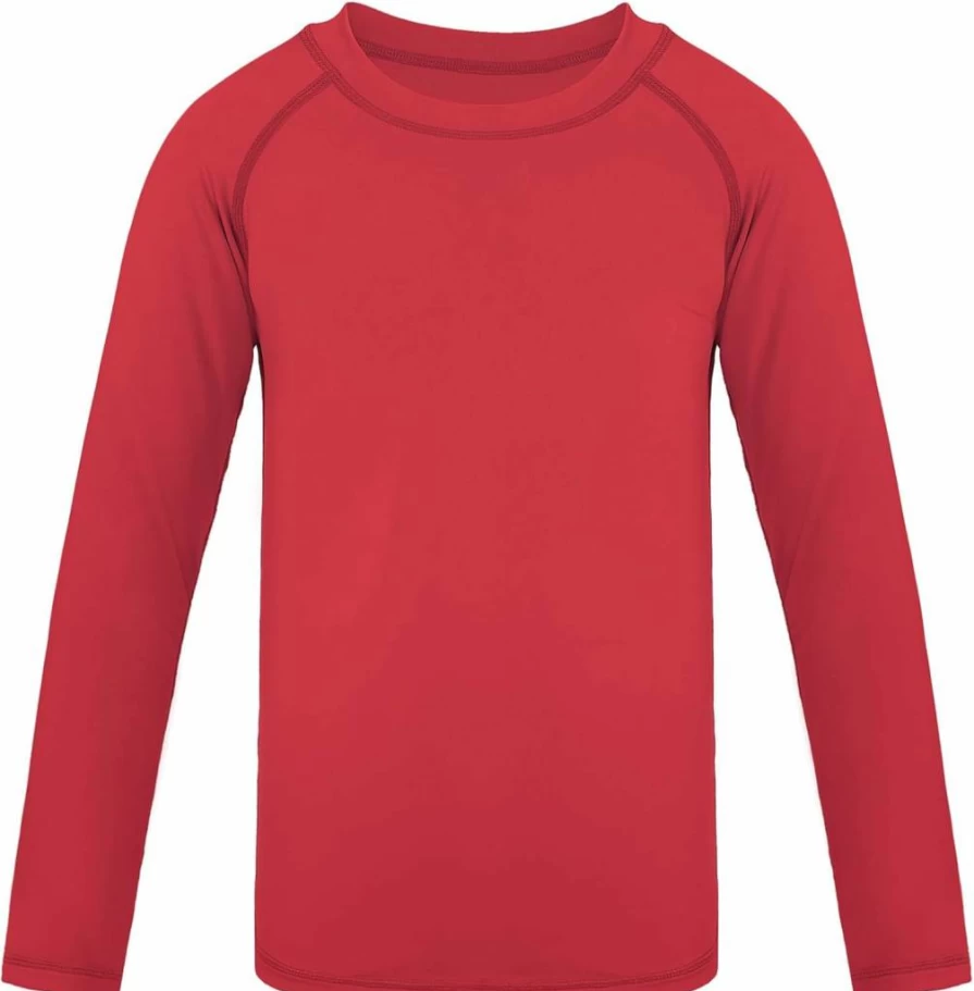 Auranso UPF 50+ Boys Long Sleeve Rash Guard Swim Shirt - Sun Protective Quick Dry Swimwear for Kids