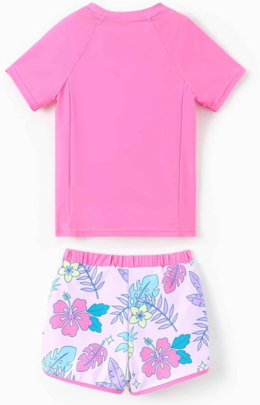 Disney Frozen Elsa Princess Girls UPF 50+ Swimwear Set Quick-Dry Rashguard & Shorts Two-Piece Bathing Suit