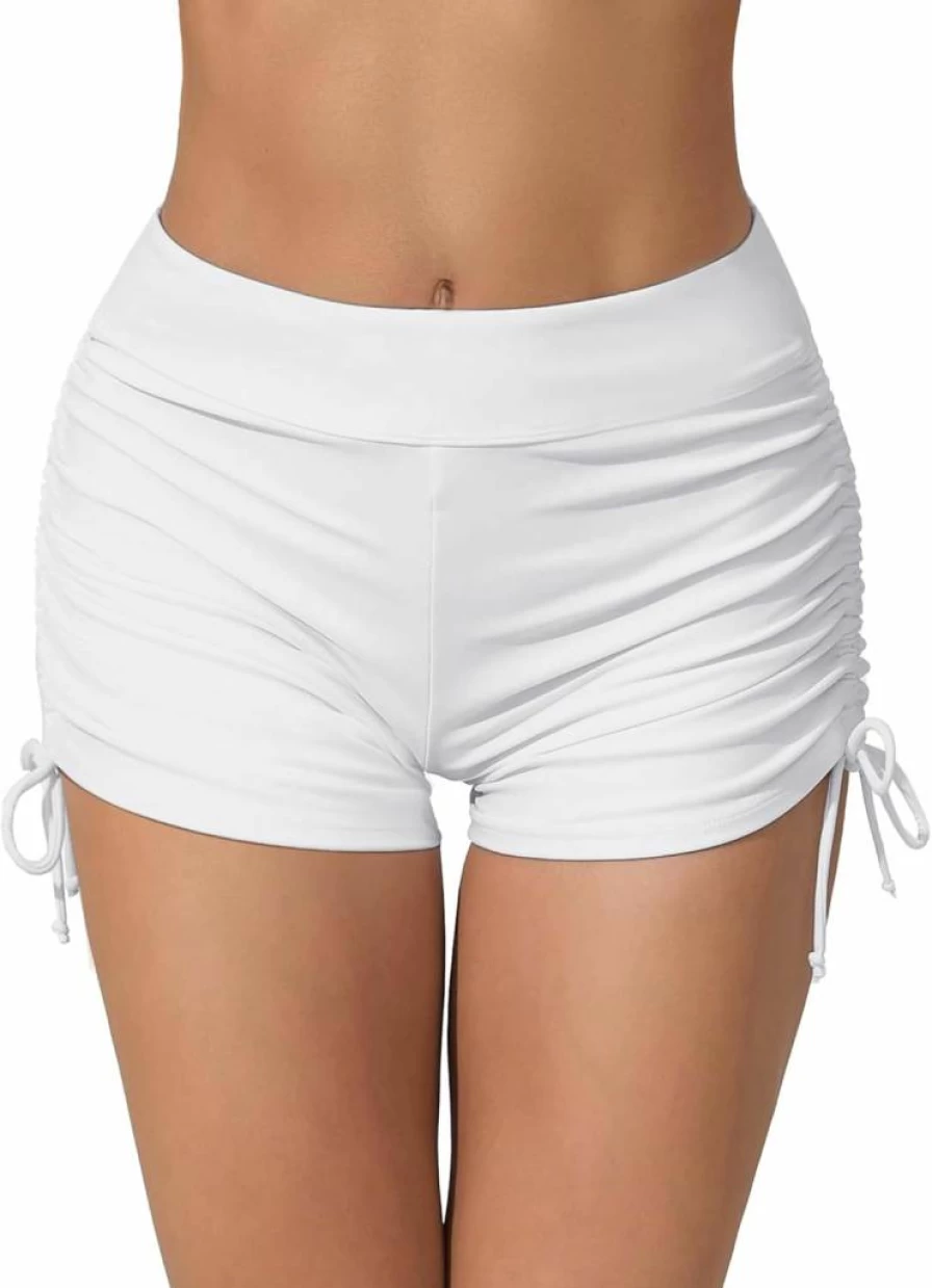 Lecieldusoir High Waisted Women's Swim Shorts - Quick Dry Bikini Board Shorts Bathing Suit Bottoms for Swimming & Beach