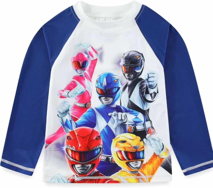 Power Rangers Boys UPF 50+ Rash Guard & Swim Trunks Set for Big Kids – SPF Sun Protection Swimwear