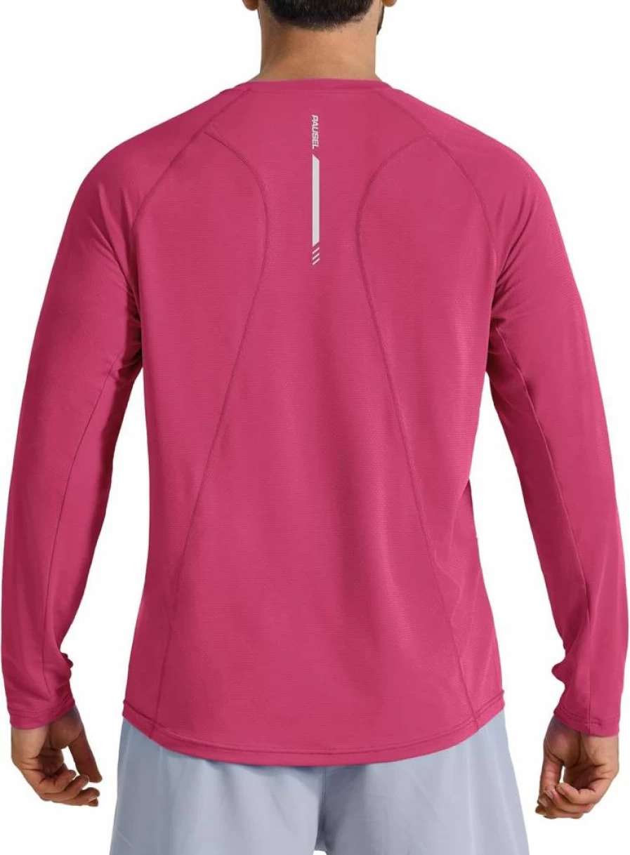 Pausel Men's UPF 50+ Sun Protection Long Sleeve Rash Guard - Quick Dry Lightweight Swim Shirt for Swimming, Fishing & Beach Summer Activities