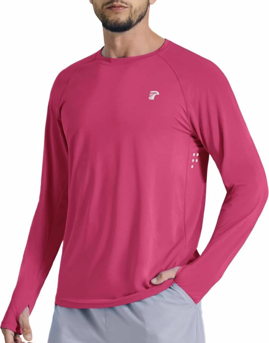 Pausel Men's UPF 50+ Sun Protection Long Sleeve Rash Guard - Quick Dry Lightweight Swim Shirt for Swimming, Fishing & Beach Summer Activities