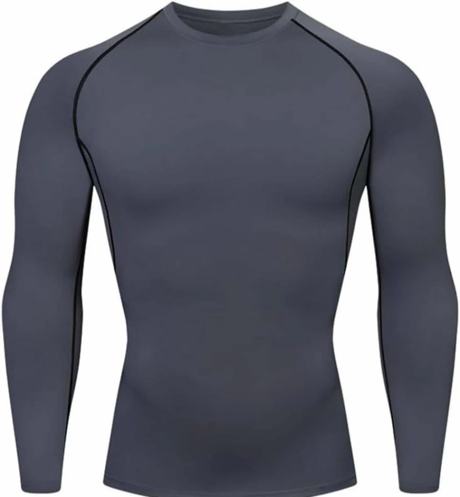 HYCOPROT Men's Compression Shirt Long Sleeve Workout Rash Guard Athletic Base Layer Shirt