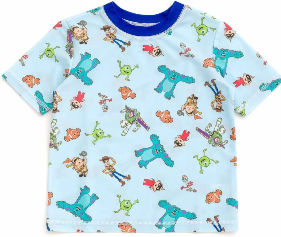 Disney Pixar Up 100 Rash Guard and Swim Trunks Set for Kids UPF 50+ (12 Months to 6 Years) - D100 Swim Outfit