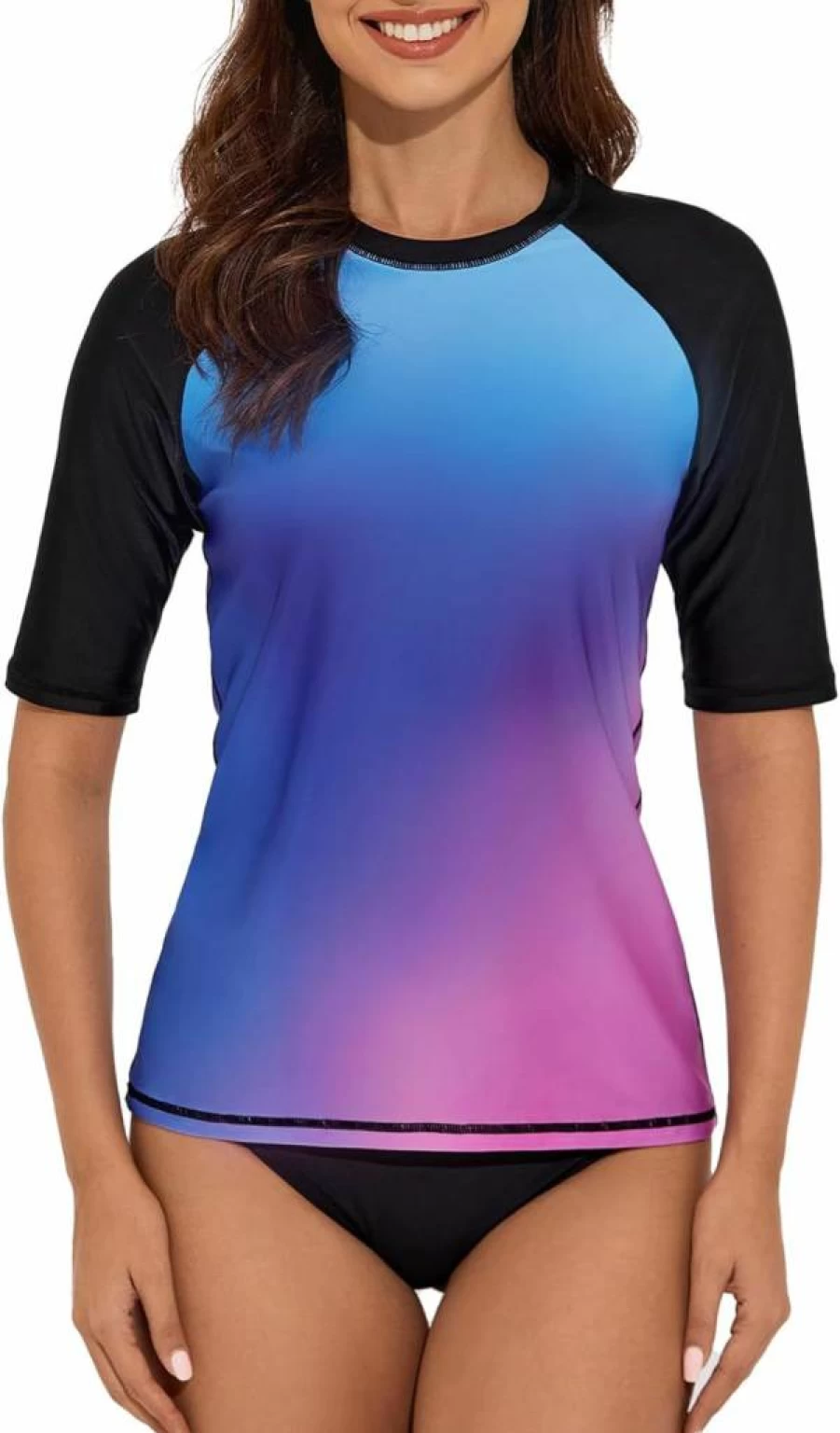 Bonneuitbebe Women's UPF 50+ Sun Protection Swim Shirt - Half Sleeve Rash Guard for UV Swimwear & Water Sports