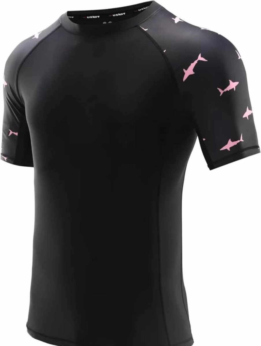 USKOY Men's UPF 50+ Short Sleeve Rash Guard Shirt - Compression Baselayer Performance Tee for Active Wear