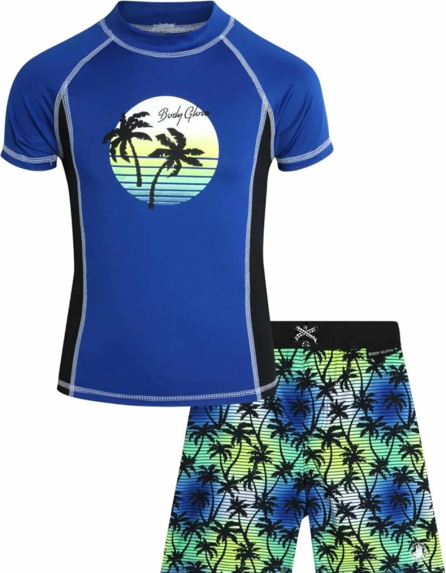 Body Glove Boys 2-Piece UPF 50+ Swimwear Set - Swim Trunks & Rash Guard for Kids (Sizes 4-12) | Sun Protection Swim Outfit