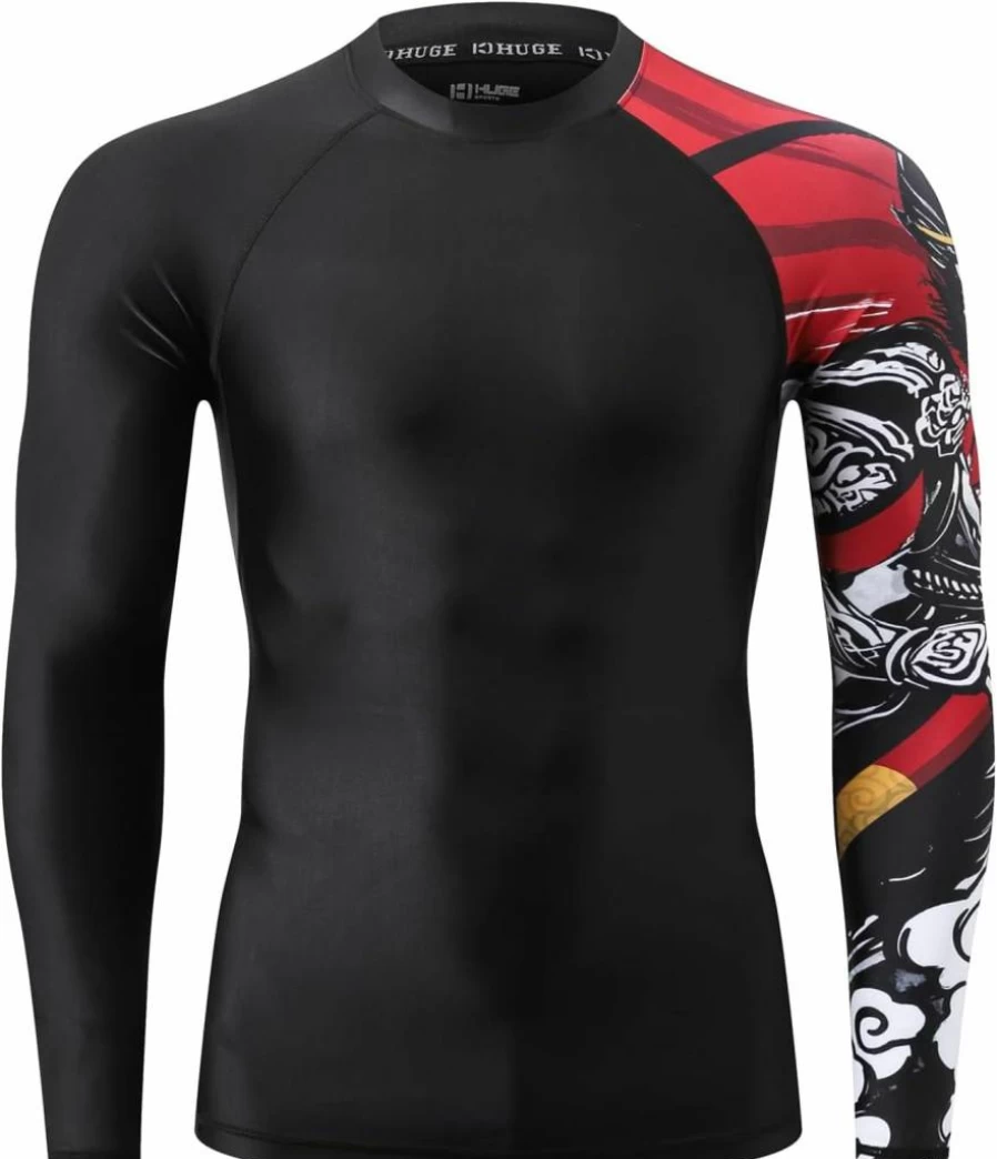 ADOREISM Men's UPF 50+ Long Sleeve Compression Rash Guard Swim Shirt for Sun Protection