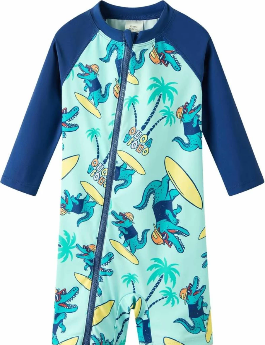 UMELOK Baby Boys' UPF 50+ Sun Protection Swimwear - Full Zip Rash Guard Swim Shirt