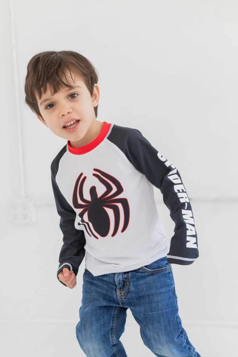 Marvel Avengers Rash Guard Swim Shirt for Kids - Spider-Man, Captain America, Hulk, Thor, Black Widow, Black Panther (Toddler to Big Kid Sizes)