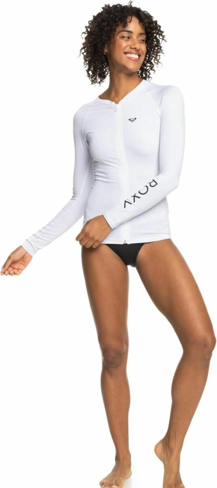 Roxy Women's Long Sleeve Zip-Up Rashguard - UPF Sun Protection Swim Shirt for Surfing & Beach