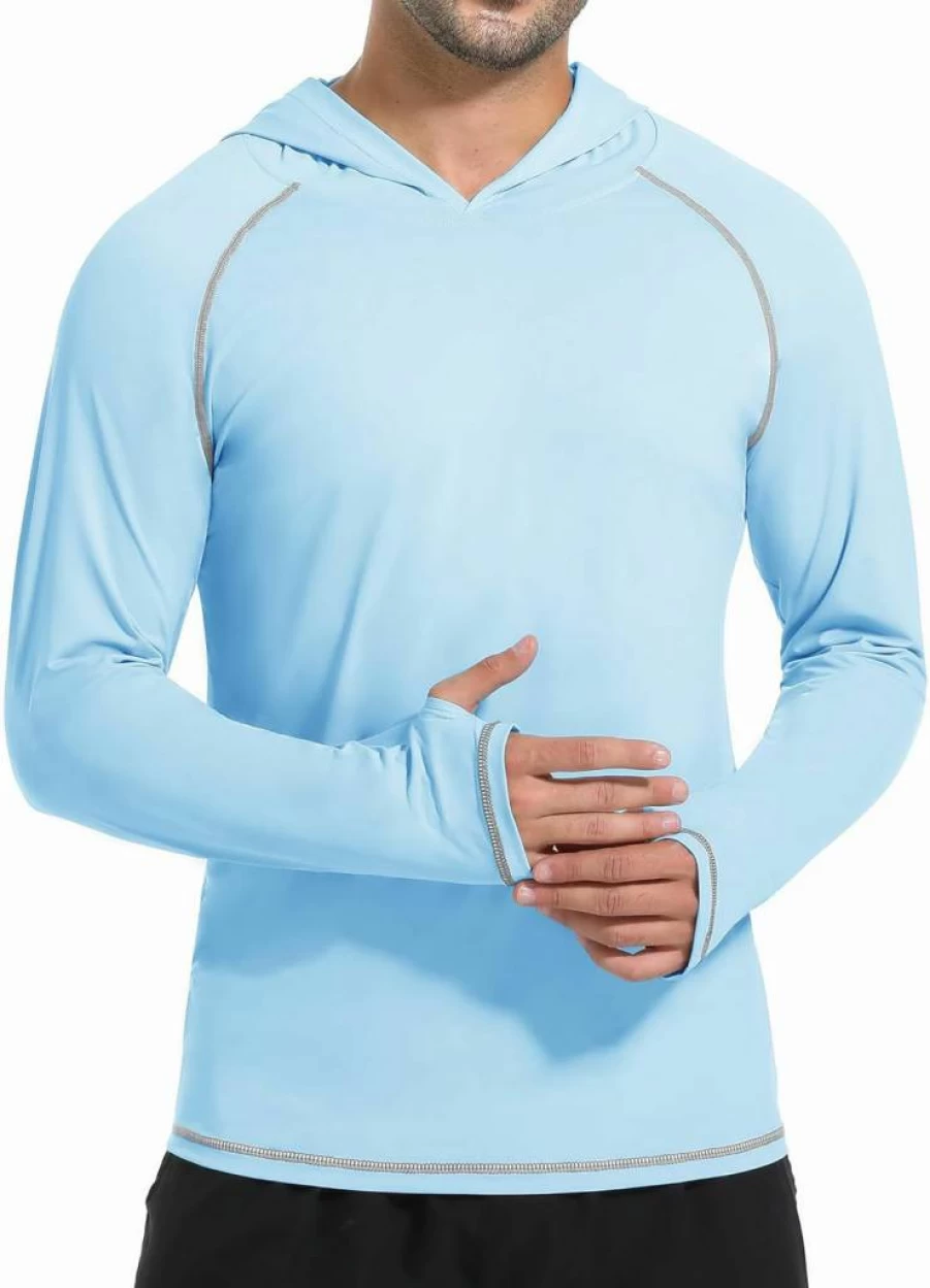 SILKWORLD Men's UPF 50+ Sun Protection Hoodie - Long Sleeve Fishing Shirt, UV Rash Guard for Swim, Workout & Outdoor Activities
