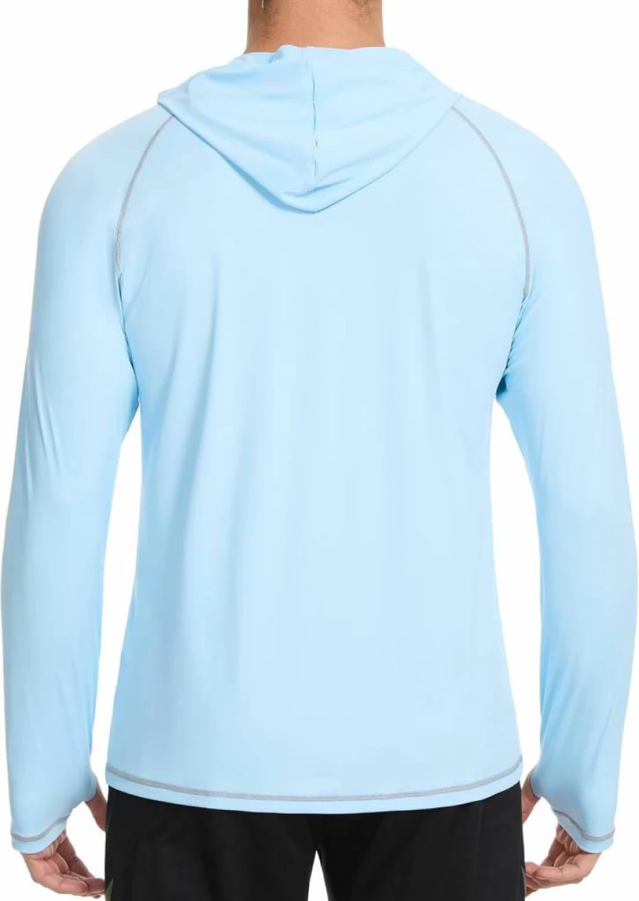 SILKWORLD Men's UPF 50+ Sun Protection Hoodie - Long Sleeve Fishing Shirt, UV Rash Guard for Swim, Workout & Outdoor Activities