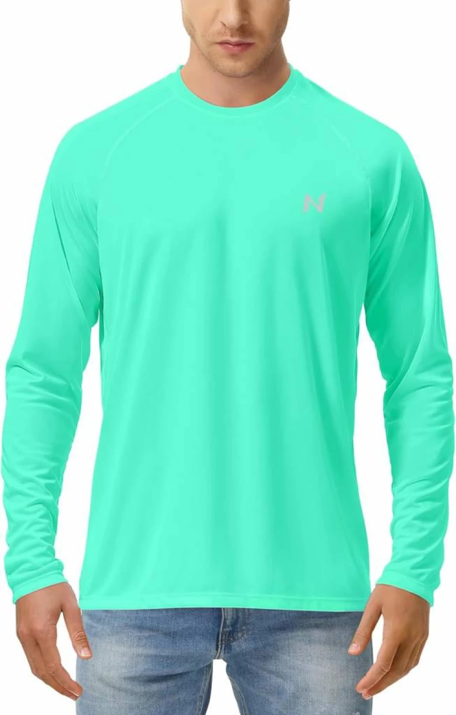 Isnowood Men's UPF 50+ Sun Protection Shirt - Long Sleeve Quick Dry UV Rash Guard for Swimming, Fishing, Hiking & Running