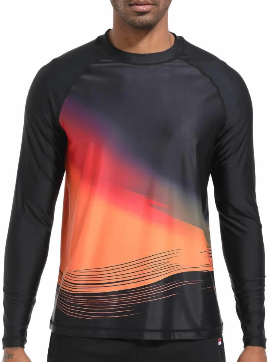 VAYAGER Men's UPF 50+ Long Sleeve Rash Guard Swim Shirt - Quick Dry, UV Protection, Loose Fit for Swimming, Fishing & Water Sports