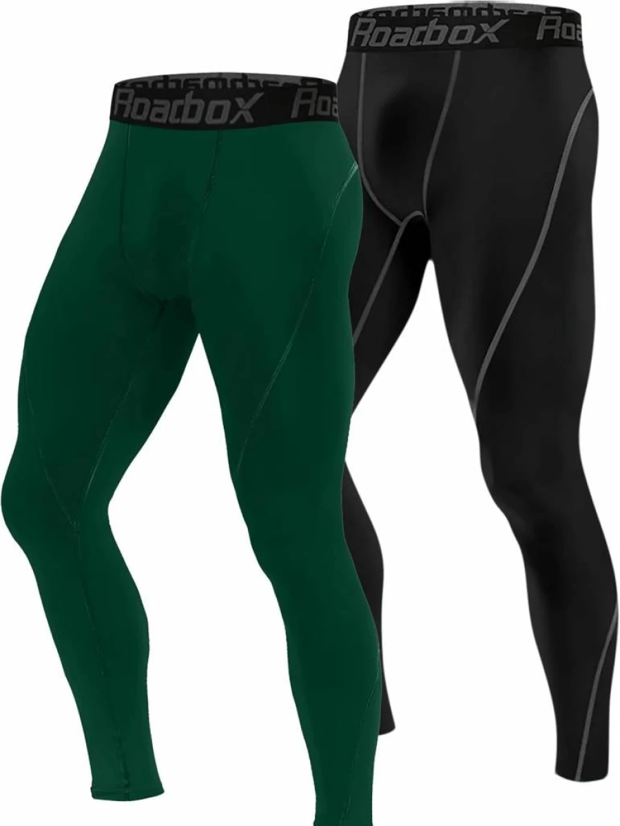 Roadbox Men's Compression Pants 1/2/3 Pack - Athletic Base Layer Tights for Running, Cycling, Yoga & Basketball