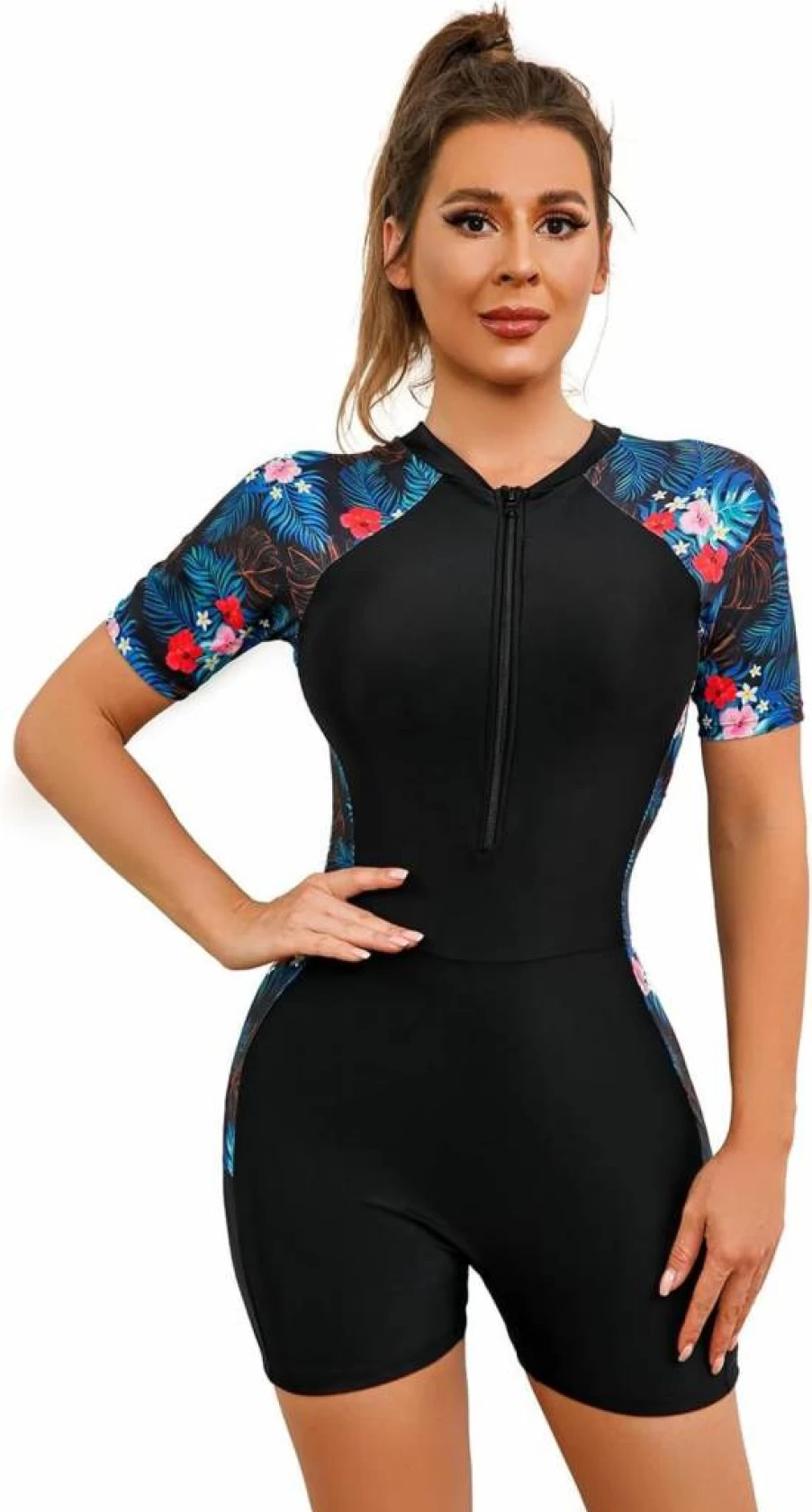 Lopie Women's Long Sleeve Rash Guard Swimsuit - UPF 50 Sun Protection Surfing Shirt One Piece Swimwear