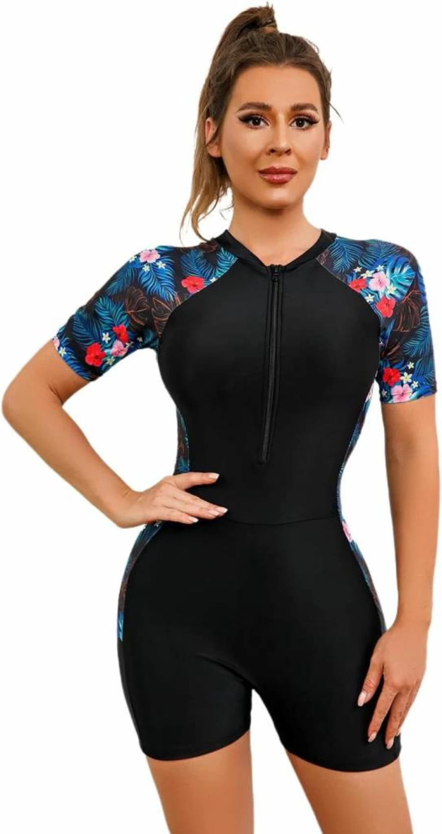 Lopie Women's Long Sleeve Rash Guard Swimsuit - UPF 50 Sun Protection Surfing Shirt One Piece Swimwear