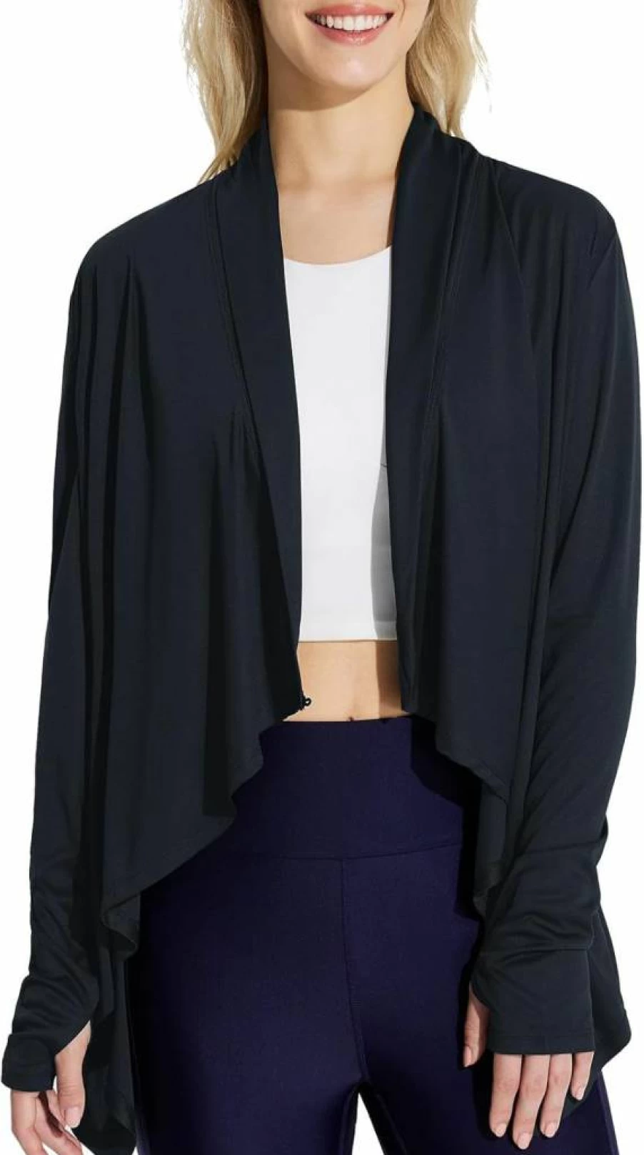 Baleaf Women's UPF 50+ Lightweight Long Sleeve Open Front Cardigan with Pockets - Beach Cover Up Sun Protection Wrap for Outdoor Activities